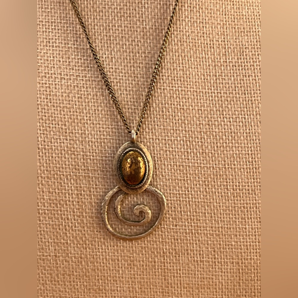 Chico's Silver Goldtone Swirl Pendant Necklace